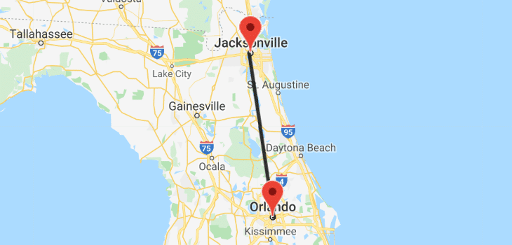 How Far Is Jacksonville From Orlando? Directions & Map